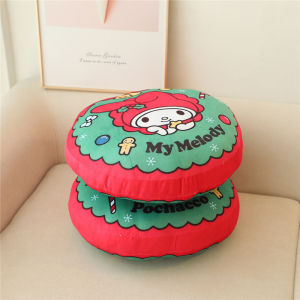 Christmas Gift Halloween Sanrio Kawaii Hello Kitty Christmas Wreath Series Doll Nap Cushion Kuromi My Melody Anime Cartoon Fashion Exquisite Round Pillow