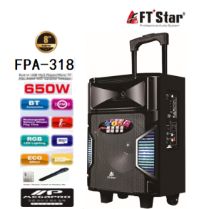Megapro FTStar FPA-818 Portable Bluetooth Trolley 8  Speaker w/ Wireless Microphone