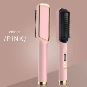 LCD Straight Hair Comb Negative Ions Hurt Hair Straight Hair Curls Dual-purpose Lazy Curling Iron Straightener