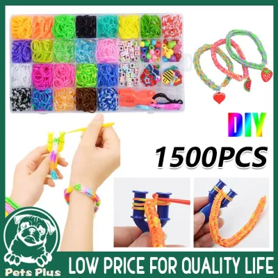 ★Same Day Shipping★ 1500pcs Rubber Loom Bands Set Children Jewellery DIY Rainbow Woven Bracelet Making Toy Kid Multi-functional Funny DIY Toys Gifts Loom-Bands-Set