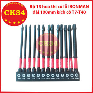 Bộ 13 mũi hoa thị có lỗ lục giác bông IRONMAN dài các kích cỡ 25-50-75-100-150mm