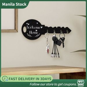 Welcome Home Hooks Vintage Wooden Key Shape Hook Wall Mounted Hook Keychaing Hangers for Home Wall Decoration