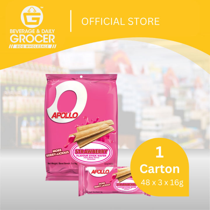 Apollo Strawberry Stick Wafer ‎ [2‎.‎0] 48 ‎x ‎3 ‎x ‎16‎g | Lazada