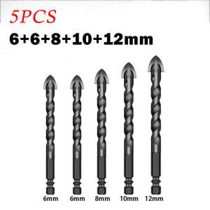 Set Mata Bor Multifungsi Profesional Logam Kaca Ubin Porselen Beton Mata Bor Salib Segitiga untuk Bor Beton