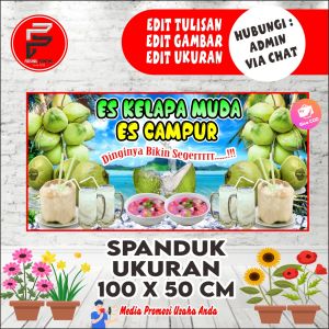 Spanduk Es Kelapa / spanduk es campur / banner Es kelapa dan es campur spanduk ukuran 100 x50 cm Bisa Cod