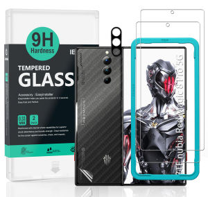 Ibywind Đối với ZTE nubia RedMagic 8 Pro / 8S Pro Bảo vệ màn hình 5G (Gói 2) với bảo vệ ống kính kim loại 1pc 1pc sợi carbon trở lại phim Bộ cài đặt dễ dàng
