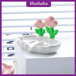 Mazhaha Creative Floral Soap Box Draining Non-slip Soap Dish Bathroom Accessories Sea White Soap Holder For Home Bath