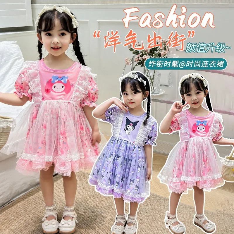 2024 Summer Sanrio Girls Dress New Kids Kuromi My Melody Lace Short Sleeve Lolita Princess Dresses Children Party Costumes 2 10 Years Lazada Singapore