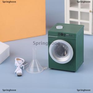 [COD] Springhooe ของเล่นสำหรับตกแต่งบ้านตุ๊กตาเครื่องซักผ้าดรัมขนาดเล็ก