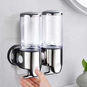 ที่กดสบู่เหลว 2 ช่อง ความจุ 500x2 มล.ขนาด 10x21.5x24 ซม.สีเงิน