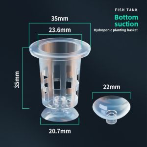 YESMILE 10Pcs Plastic Plant Hydroponic Pot with Suction Base Transparent Aquarium Planting Cups Durable Water Grass Growth Pots for Freshwater Fish Tank Decoration