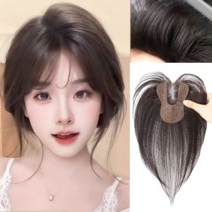 NOVELLEO Tổng hợp Miếng dán tóc giả Nhẹ Mềm mại Phụ kiện tóc không kẹp Miếng dán tóc Đóng cửa Thay thế phần trên của đầu dành cho phụ nữ