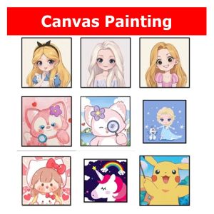 Prakarya Anak Paint by Number - Children Canvas Painting by Numbers - Mainan Edukasi Melukis Mewarnai Kanvas- DIY Painting Canvas Art and Craft