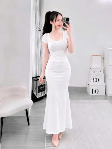 Set áo cổ vuông tay ngắn kèm chân váy dài đuôi cá KVYBODY S50 chất thun cotton borip lụa dày mịn co giãn
