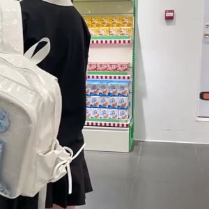 AE Daily use transparent badge for women with an anime-style aesthetic 2026 Student backpack for female college students versatile casual backpack