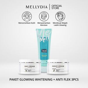 Paket Pemutih Skincare Pencerah Memudarkan Flek Hitam di Wajah I MELLYDIA Basic A 3Pcs BPOM