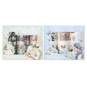 6Rolls Pre Cut PET Decorative Tape 50mmX2M Landscape Sticker Tape for Craft Scrapbooking Journal Photo Album Packaging