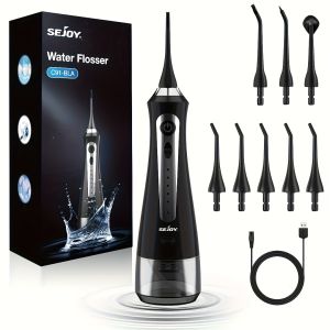 【Original 】Water Flosser for All-Round Cleaning 8 Replacement Tips 5 Modes Rechargeable Water Dental Flosser for Home And Travel 230ml Water Tank Black/Purple/Blue Rechargeable Water Flosser Teeth Cleaner Jet Tips for Water Dental Flosser Replacemen