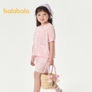 Balabala cô gái Bộ đồ ngủ mùa hè điều hòa không khí mặc trẻ em Homewear trẻ mới biết đi da em bé Thân thiện ngọt ngào in