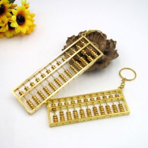 LOVWK ถอดออกได้ จี้ลูกคิดโลหะผสม แผ่นเคลือบทอง งานฝีมืองานประดิษฐ์ พวงกุญแจลูกคิด สร้างสรรค์และสร้างสรรค์ โชคลาภ-ดึงดูด เครื่องประดับเครื่องคิดเลข ของขวัญการท่องเที่ยว