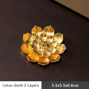 UTOPUS Alloy Incense Holder Lotus Shape Decorative Lotus Censer Simple Multi-Hole Incense Stick Holder Temples Home Office