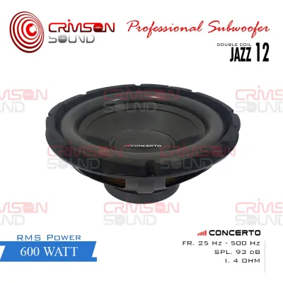 SUBWOOFER SPEAKER 12 INCH 600 WATT DOUBLE COIL CONCERTO JAZZ 12