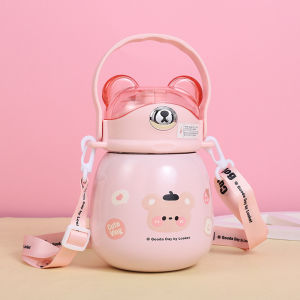 【One Cat Shop】860ml Kawaii Stainless Steel Bottle Tumbler Portable Thermos Insulated Hot Cold Water Bottle Vacuum Flask For Children Girls Boys