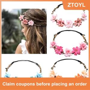 【ZTOYL】 Fashion Sweet Bride Flowers Headband For Women Girls Bohemian Style Flower Crown Hairband Party Cosplay Hair Accessories