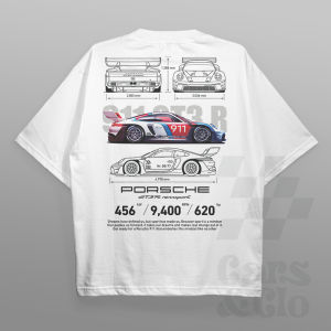 Cars and Clo - Regular Fit White - Special Porsche 911 GT3 R rennsport Blueprint T-Shirt