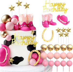 Cowgirl Cake Topper Tyotrbs 25pcs Cowgirl Cake Decoration Country Girl Cake Topper Cowgirl Boots Cake Decor Cowboy Western Birthday Decor Cowgirls Hat Birthday Party Decor for Western Theme Party