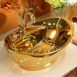 CHẬU RỬA MẶT LAVABO dương bàn mạ vàng Lộc phát (đẹp sang trọng quý phái) (CHẬU)