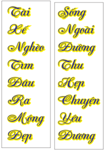 TEM THƠ XE TẢI trang trí xe tải xe ben xe cẩu 2contener KT 20X60