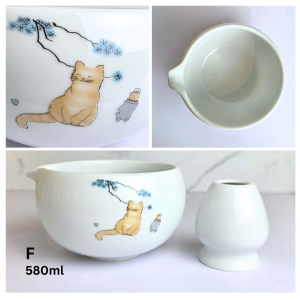The Leaferie Matcha set (Series 1) Ceramic bowl. Cat theme kitchenware chawan chasen