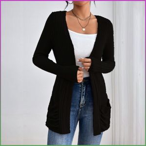 Knitted Cardigan Comfort Cardigan Soft Mid-length Shopping Keep Warm Lightweight Sophistication