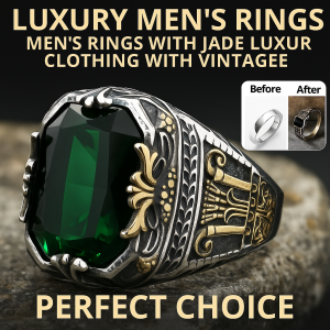 Vintage Luxury Mens Ring Emerald Inlaid Stylish Design Party Wedding Jewelry Gift For Him