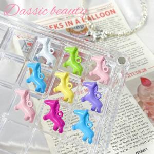 Christmas gift 【AYLMER】 5Pcs Macaron Color Pendants Horse Animal Pendant Charms Handmade Necklace Earrings Accessories Diy Jewelry Making Findings