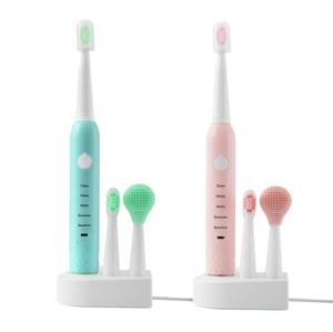 Sonic Electric Toothbrush 5 Modes USB Rechargeable Bulid in 2 Mins Timer IPX7 Waterproof with Brush Heads and Facial Cleaning Brush Head