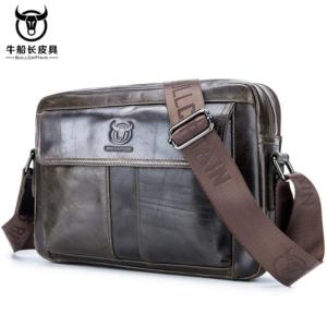 BULLCAPTAIN Men Genuine Leather Business Briefcase Messenger Bag fashion cow leather Handbags