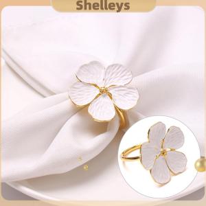 [Shelleys] Nhẫn Khăn ăn 5 Cánh Hoa may mắn Khăn ăn hình hoa mận đơn giản cho đám cưới