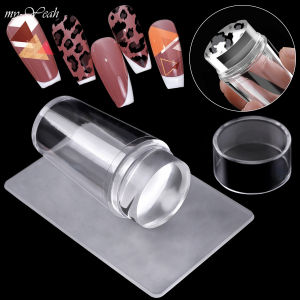 myyeah 2Pcs Transparent Silicone Plastic Nail UV Gel Stamping Templates Pattern Nail Art Stamp Plate Transfer Tool Manicure Kit