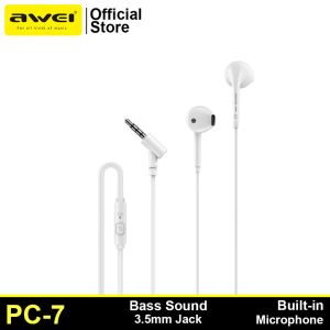 Awei PC-7 In-Ear Earphones With Built-in Mic 3.5mm Jack Super Bass Noise Isolation Headset Superior Sound Quality