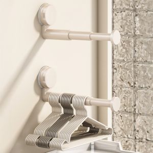 MADEWITH No-Drill Hanger Storage Rack Suction Cup Installation Retractable Folding Rack Quality Multi-function Hanger Container Home