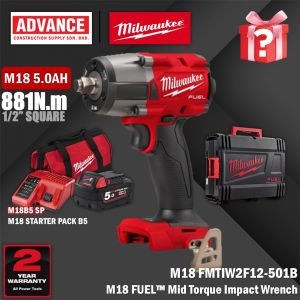 MILWAUKEE M18 Impact Wrench Automotive Combo Set RM2668 ( FMTIW2F12 M18 Mid Torque Impact Wrench / FIW212 M18 Impact Wrench 1/2" ) 🔥FREE MILWAUKEE SOCKET SET🔥