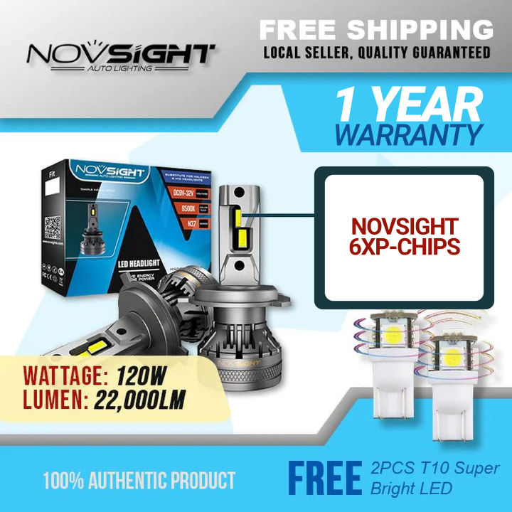 [𝟐𝟐,𝟎𝟎𝟎 𝐋𝐔𝐌𝐄𝐍𝐒] NOVSIGHT N37 H4 22,000 Lumens 120 Watts For Cars ...