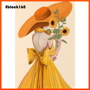 40x60cm 11CT Sunflower Girl Figure Pattern Canvas Stamped Chinese Cross Stitch Kit Full Embroidery Printed Handmade DIY Needlework Art Set Home Gift