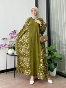 Gamis Kaftan Terbaru Rayon Premium Kekinian Jumbo Motif AMANDA / Baju Muslim Wanita Lebaran