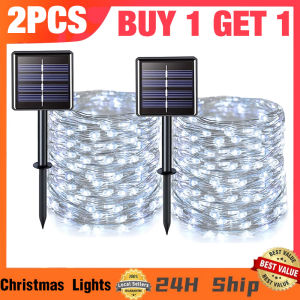 【Buy 1 Take 1】outdoor solar light 12M/22M/32M 100/200/300LEDS waterproof copper wire string lights 8 Lighting Modes Solar String Light DIY Party Outdoor Christmas Light 50/100/200/300leds 7m/12m/22m/32m
