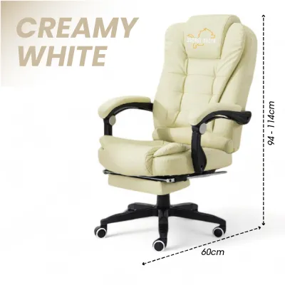 Kerusi Office chair pejabat ofis Boss gaming Reclinable ergonomic computer director leather chair leg rest adjustable