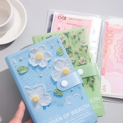 AOSEETING Oil Painting 100 Envelopes Money Saving Challenge Save Money Waterproof Mini Binder Savings Challenge Reusable Savings Challenges Book Couple