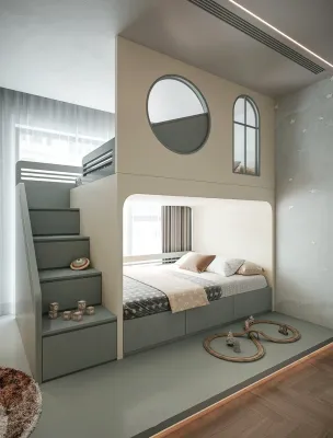 【SG Local Contractor】【Custom Furniture】Customized Loft platform with staircase with Study Area below / Furniture Customization/ Bedroom design & Renovation
